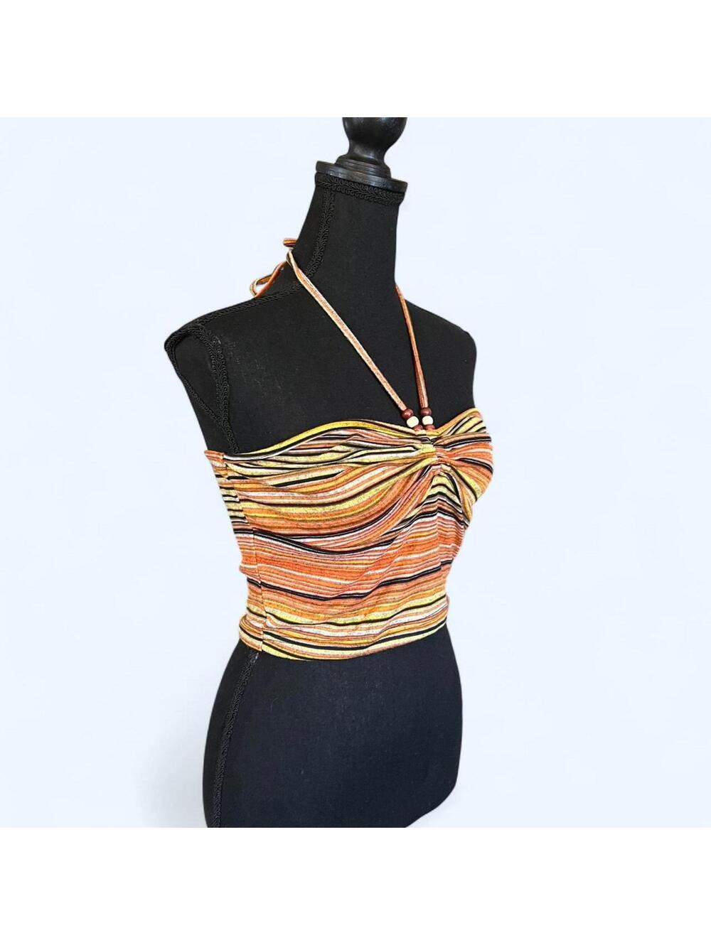 Romwe striped halter tube crop top size medium 💗 - Picture 3 of 6